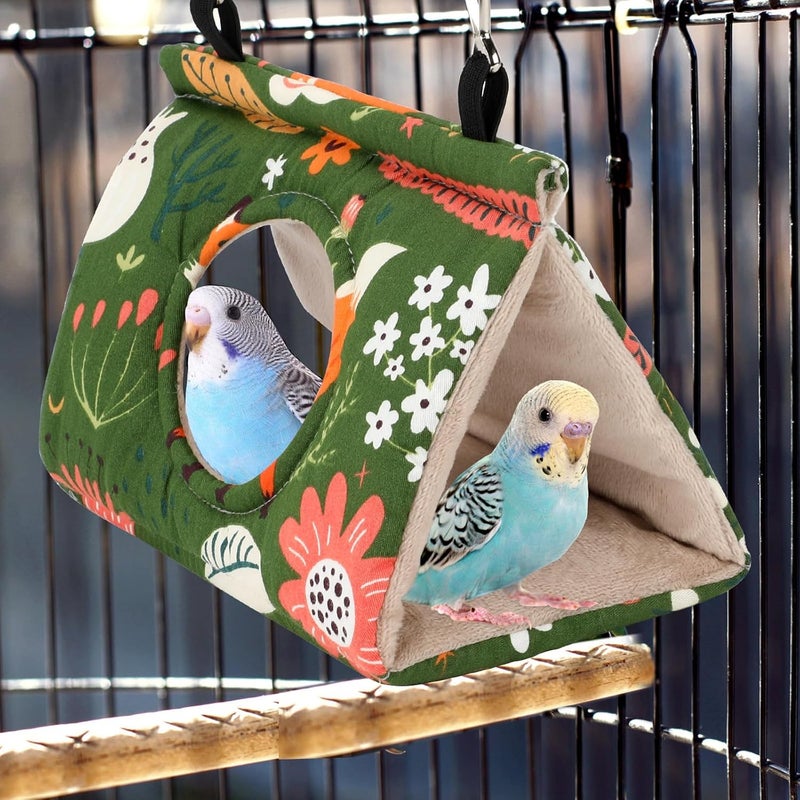 Rypet Winter Warm Bird Nest House - Hanging Hammock Velvet Shed Hut Cage Plush Fluffy Birds Hideaway Sleeping Bed Fuzzy for Parrot Parakeet Cockatiels Budgies Lovebird Small（Green） - Image 4